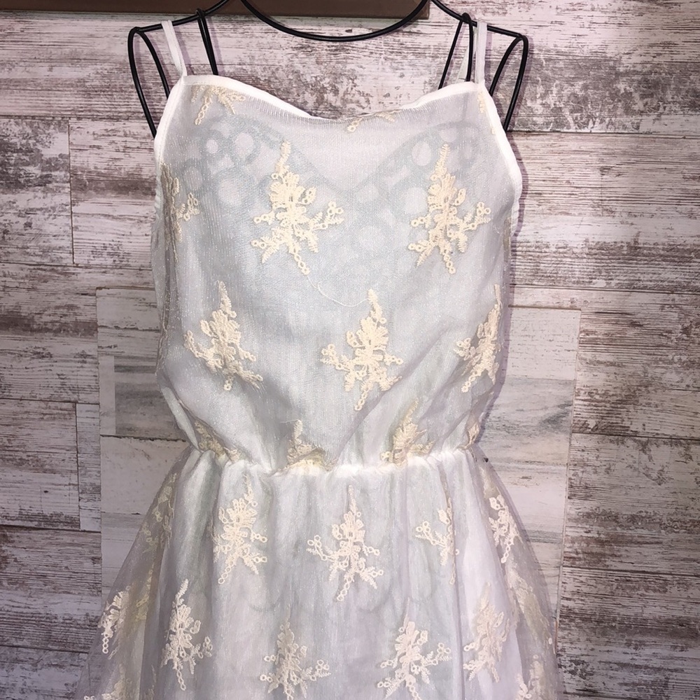 Eunice Lai lace floral white dress mini dress size medium wedding rehearsal dres - Picture 2 of 7